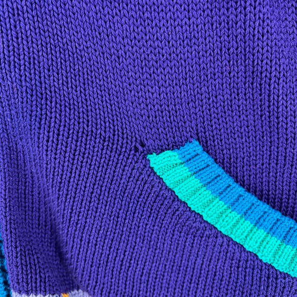 PERUVIAN CONNECTION Vintage Cardigan Sweater Womens Small Multi Cotton Geometric - Picture 9 of 16